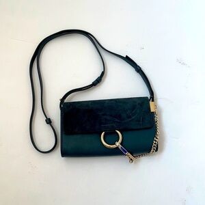 Chloé Mini Faye suede leather crossbody bag cloudy blue